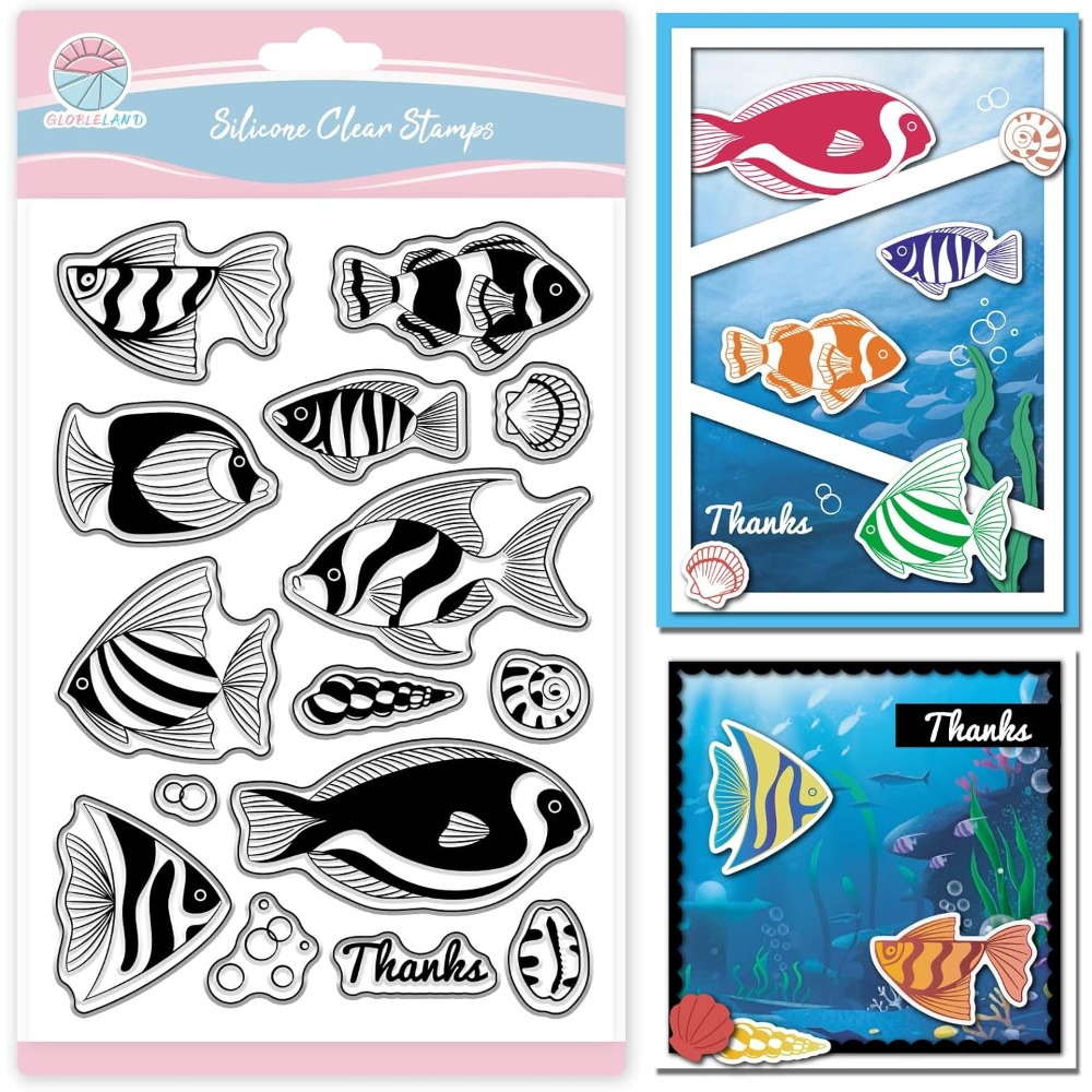Clear Silicone Stamps For Card Making - Francobolli trasparenti per pesci pagliaccio oceanico