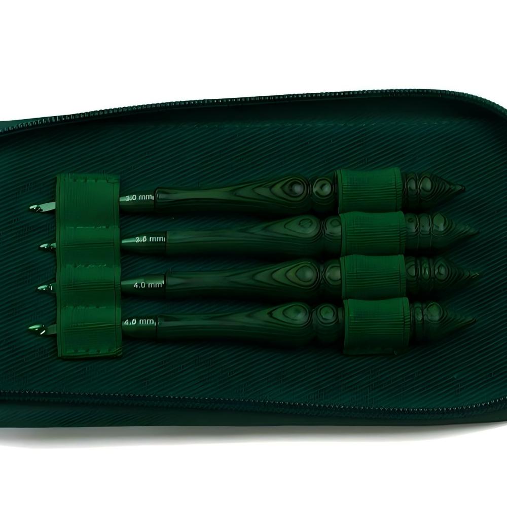Wooden Crochet Hooks Ergonomic Handle - Set di Uncinetti da Lavoro a