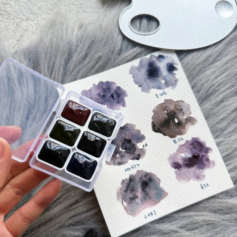 Watercolor Paint Set Solid Pigment - Collezione White Night: 6 Colori da