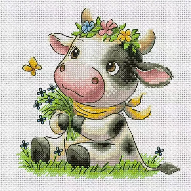 [CC2949-Malattina Mucca] |   K - Cross Stitch Stamped Kits Beginners recensione e prezzo